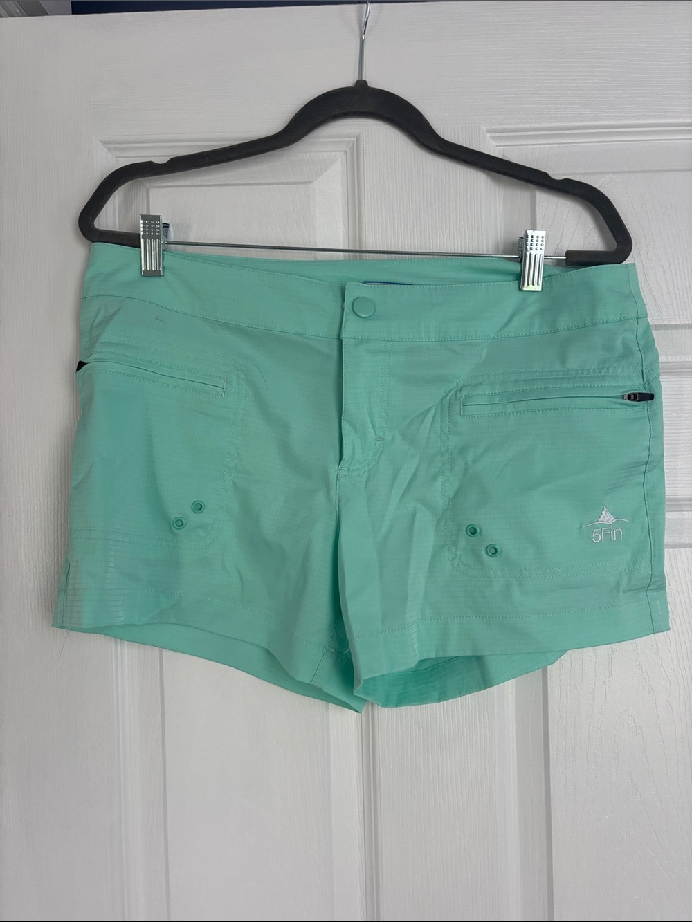 Mint Green Women's Athletic Shorts with Zip Pocket